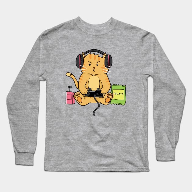 Gaming Cat Long Sleeve T-Shirt by Nowhereman78